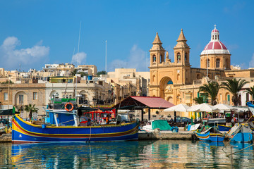 Malta, Marsaxlokk the famous fishing village - obrazy, fototapety, plakaty