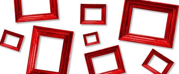 Wooden vintage red victorian frame for museum exhibition