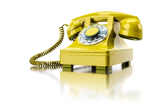 old yellow dial-up phone