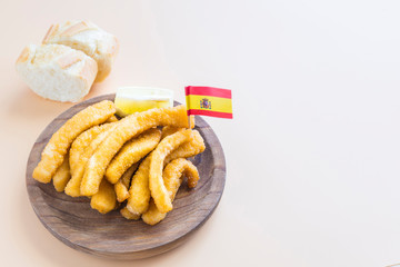 cuttlefish breaded and fried (typical tapa in spain) Chocos.