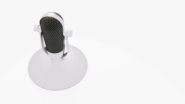 3D vintage microphone on white background