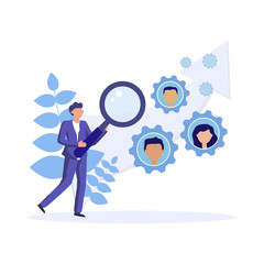 HR analytics. Performance review of employee in the company. Human Resource department concept vector illustration.