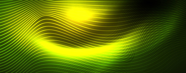 Shiny neon vector wave line abstract background, motion concept