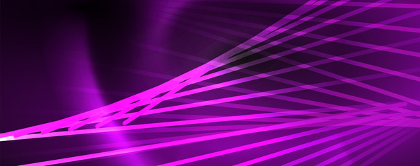 Shiny color neon light with lines, abstract wallpaper, shiny motion, magic space light. Techno abstract background