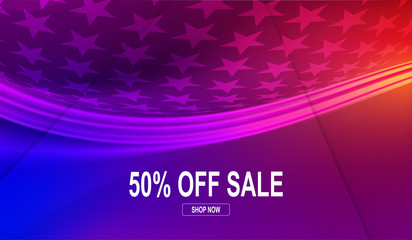 Obraz premium Abstract blue with red background with a set of stars and light stripes