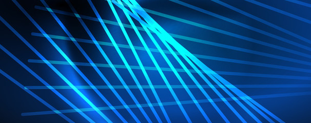 Neon blue glowing lines, magic energy space light concept, abstract background wallpaper design