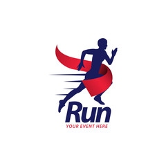 Run logo concept vector template. design for event, advertising, greeting cards or print.