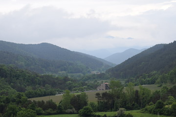 Fototapeta premium Mountain landscape and detached house.