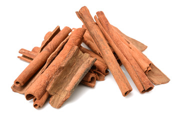 Cinnamon on white background 
