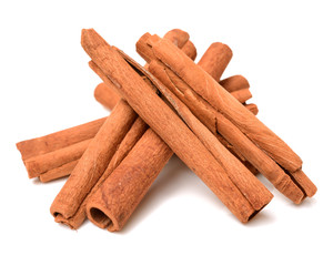 Cinnamon on white background 