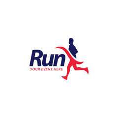 Run logo concept vector template. design for event, advertising, greeting cards or print.