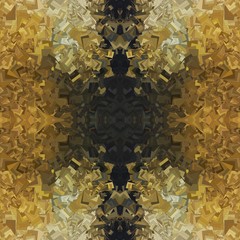 Square abstract seamless background with kaleidoscope brown, ochre and beige ornament. Pattern for phone case, for fabric, cushion, gift and wrapping paper.