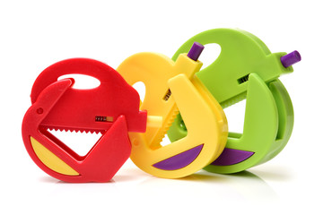 plastic food bag clip on white background