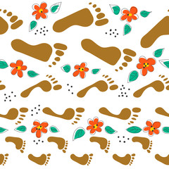 Footprint Family Pattern. Vector