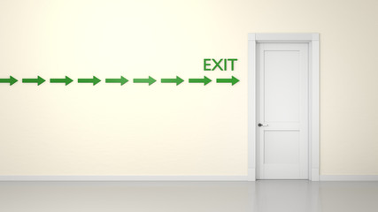 door with exit sign on the wall