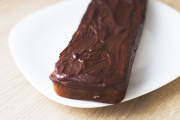 a homemade chocolate cake on a plate
