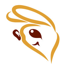 funny hare's head with a cheerful smile