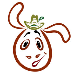 stunned brown donkey in a hat, head