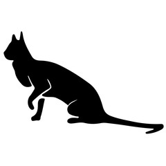 Hand Drawn Vector Cat Silhouette
