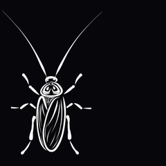 cockroach, white pattern on a black background