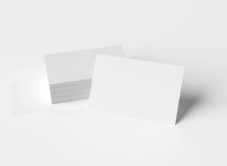 Stack of white business cards mockup isolated on white 3d rendering