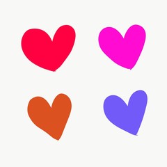 Hand drawn Colorful Hearts Element illustration on White Background