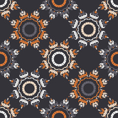 Paisley ornament. Polka dot. Ethnic boho seamless pattern. Ikat. Traditional ornament. Folk motif. Can be used for wallpaper, textile, invitation card, wrapping, web page background.