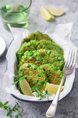 healthy green peas patties, vegetarian meal