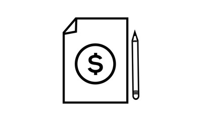 Dollar invoice and pen outline icon