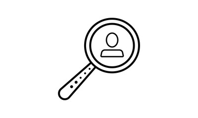Human resources icon with magnifier for recruitment