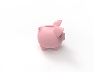 3D rendering of a pink piggy bank isolated in white background.