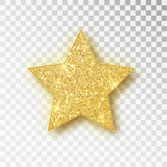 Gold glitter vector star. Golden sparkle luxury design element. Vector particles.