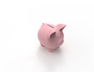 3D rendering of a pink piggy bank isolated in white background.