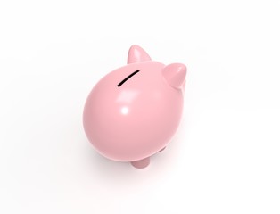 3D rendering of a pink piggy bank isolated in white background.