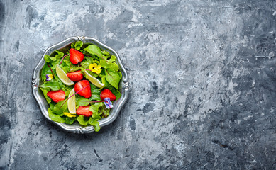 Summer salad with strawberries