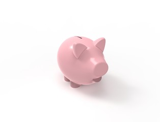 3D rendering of a pink piggy bank isolated in white background.