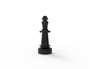 3D rendering of black chess pieces isolated on white background.