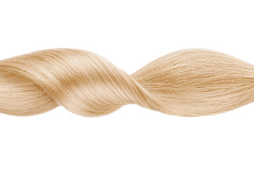 Blond shiny hair wave, isolated over white