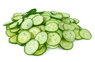 cut cucumbers isolated on white