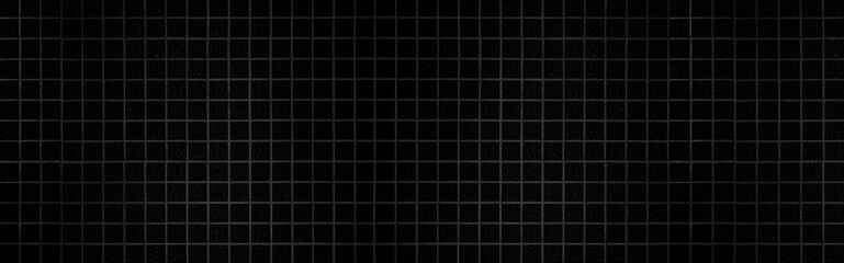 Panorama of Grey and black mosaic wall texture and background