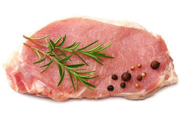 Raw pork meat isolated on white background