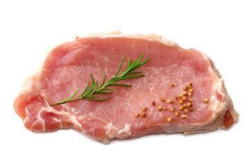 Raw pork meat isolated on white background