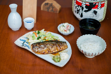 japanese saba steak set menu