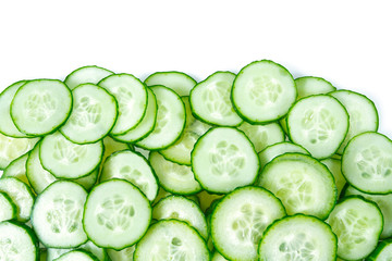 Fototapeta na wymiar cut cucumbers isolated on white