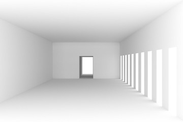 Naklejka na ściany i meble Empty Room Interior, 3d Render Illustration