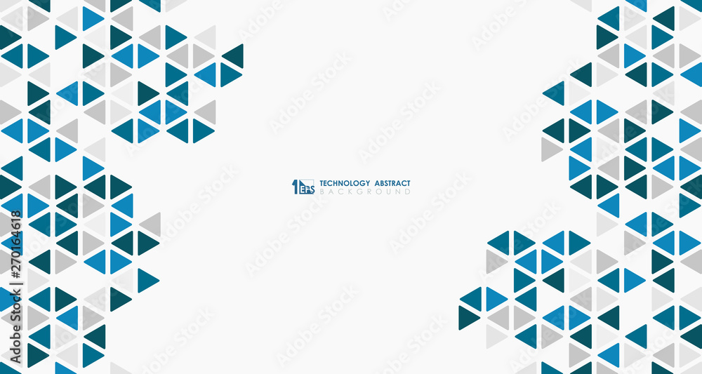 Poster abstract wide blue cube of geometric hexagonal low pattern design technology. illustration vector ep