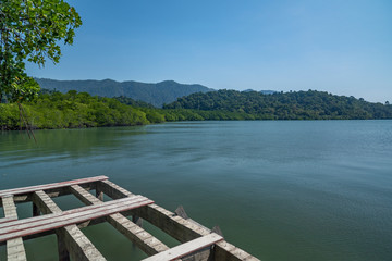 Seascape overlooking the mangrove forest on Koh Chang island.