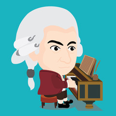 Wolfgang Amadeus Mozart playing Piano - obrazy, fototapety, plakaty