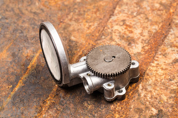 Various car parts and accessories, on metal  background - Image