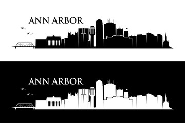 Ann Arbor skyline - Michigan, United States of America, USA - vector illustration - Vector